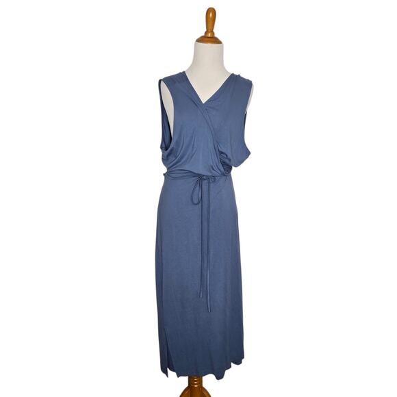 Banana Republic Threadsoft Wrap Midi Dress Blue Summer Vacation Women XXL - Picture 4 of 12